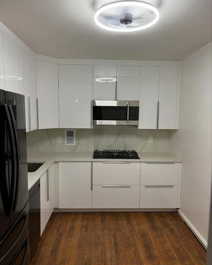 Renovated kitchen with quartz countertops in Great Falls